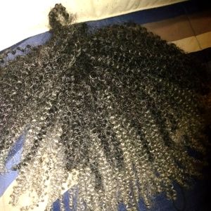 salt n Pepper Ombre Drawstring Curly Ponytail